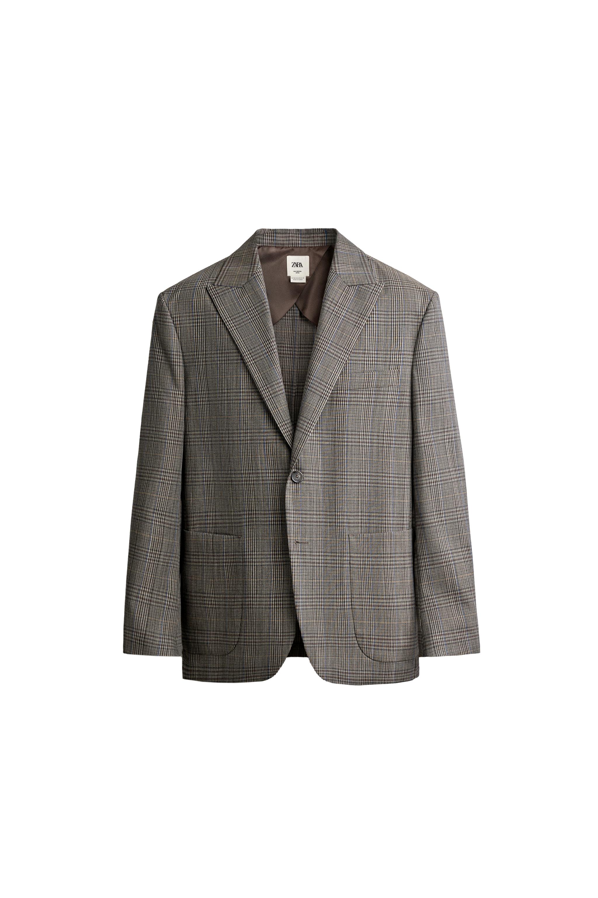 100% WOOL RELAXED FIT PLAID BLAZER